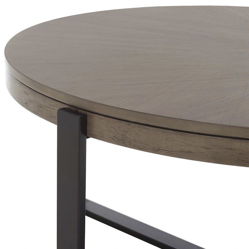 Table basse ronde SAFAVIEH Deetta en marbre blanc/noir - 36 L x 36 P x 18 H - 36Lx36Px18H