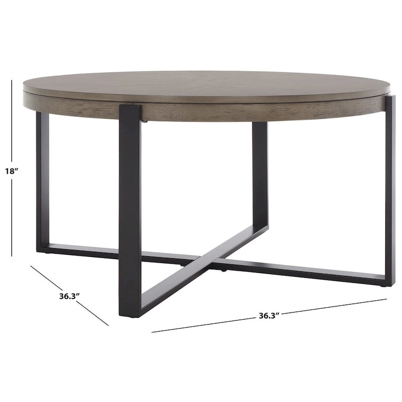 Table basse ronde SAFAVIEH Deetta en marbre blanc/noir - 36 L x 36 P x 18 H - 36Lx36Px18H