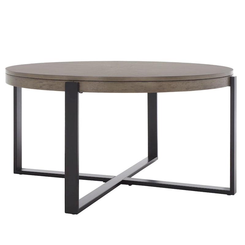 Table basse ronde SAFAVIEH Deetta en marbre blanc/noir - 36 L x 36 P x 18 H - 36Lx36Px18H