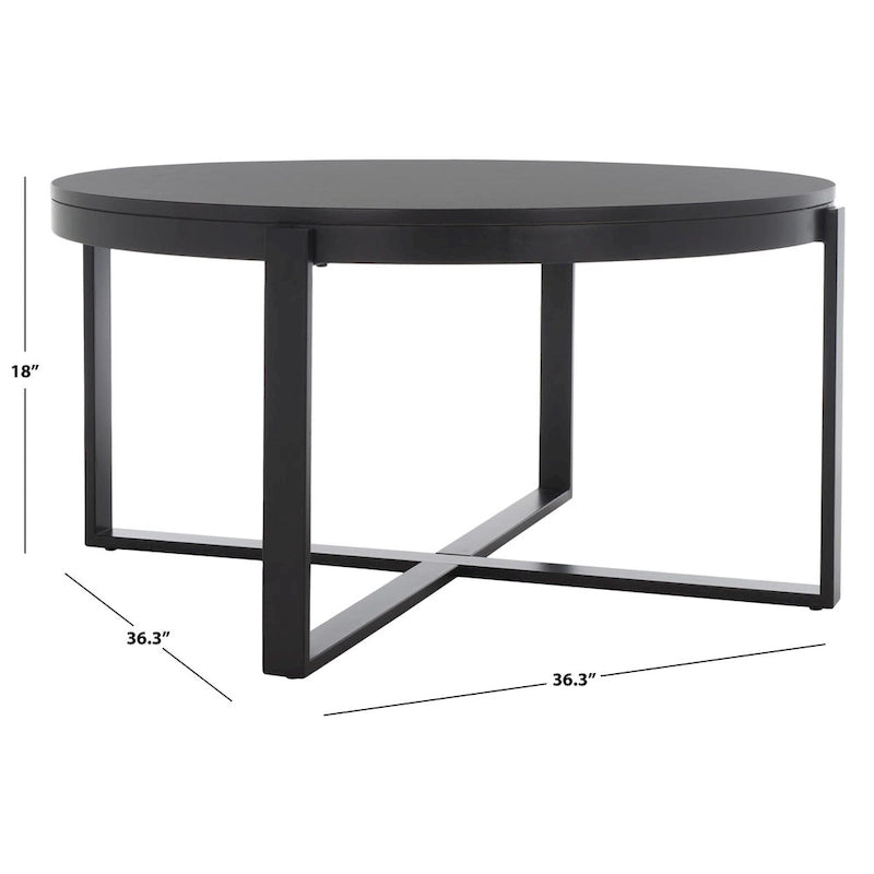 Table basse ronde SAFAVIEH Deetta en marbre blanc/noir - 36 L x 36 P x 18 H - 36Lx36Px18H