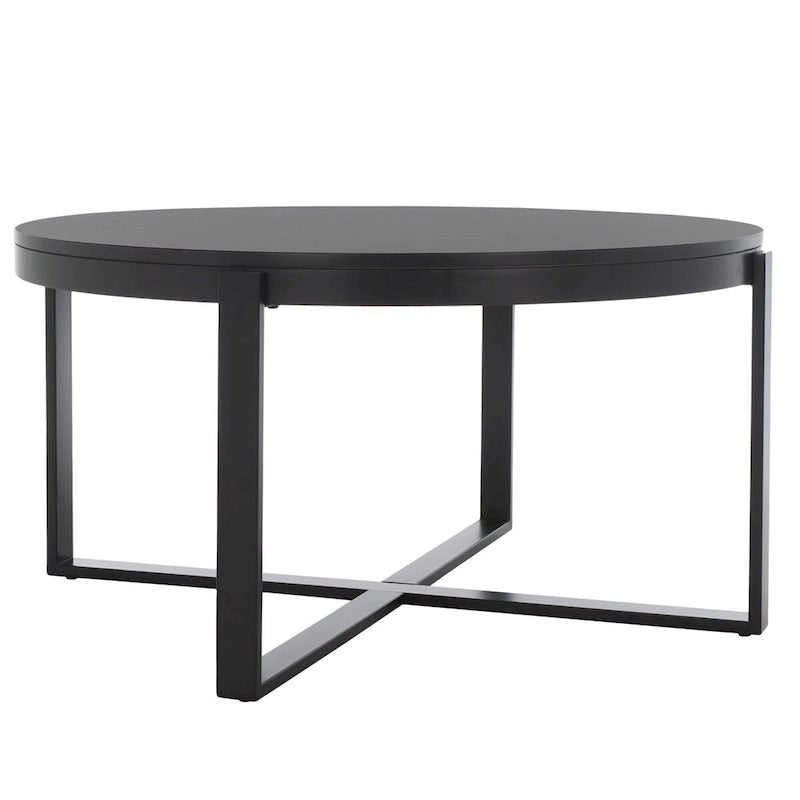 Table basse ronde SAFAVIEH Deetta en marbre blanc/noir - 36 L x 36 P x 18 H - 36Lx36Px18H