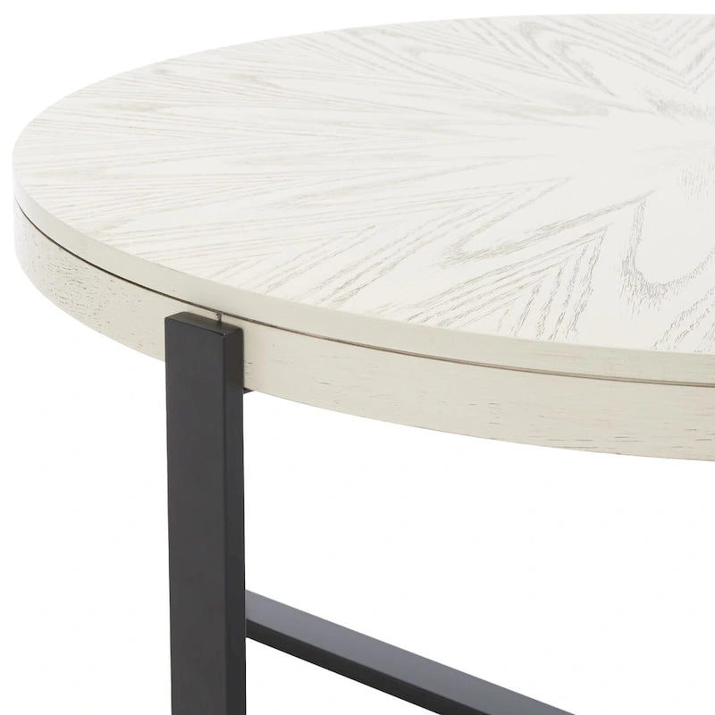 Table basse ronde SAFAVIEH Deetta en marbre blanc/noir - 36 L x 36 P x 18 H - 36Lx36Px18H