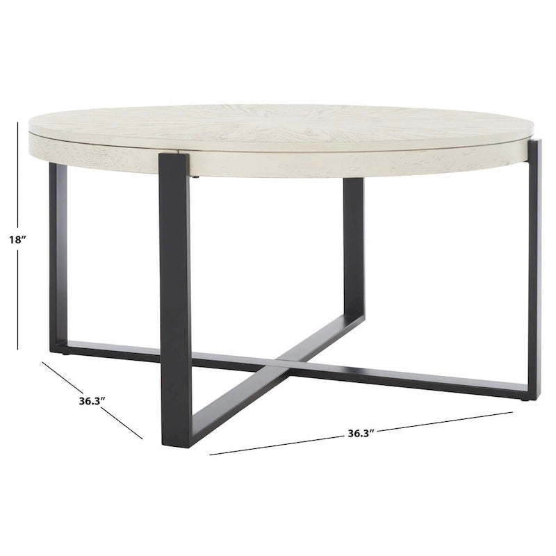 Table basse ronde SAFAVIEH Deetta en marbre blanc/noir - 36 L x 36 P x 18 H - 36Lx36Px18H