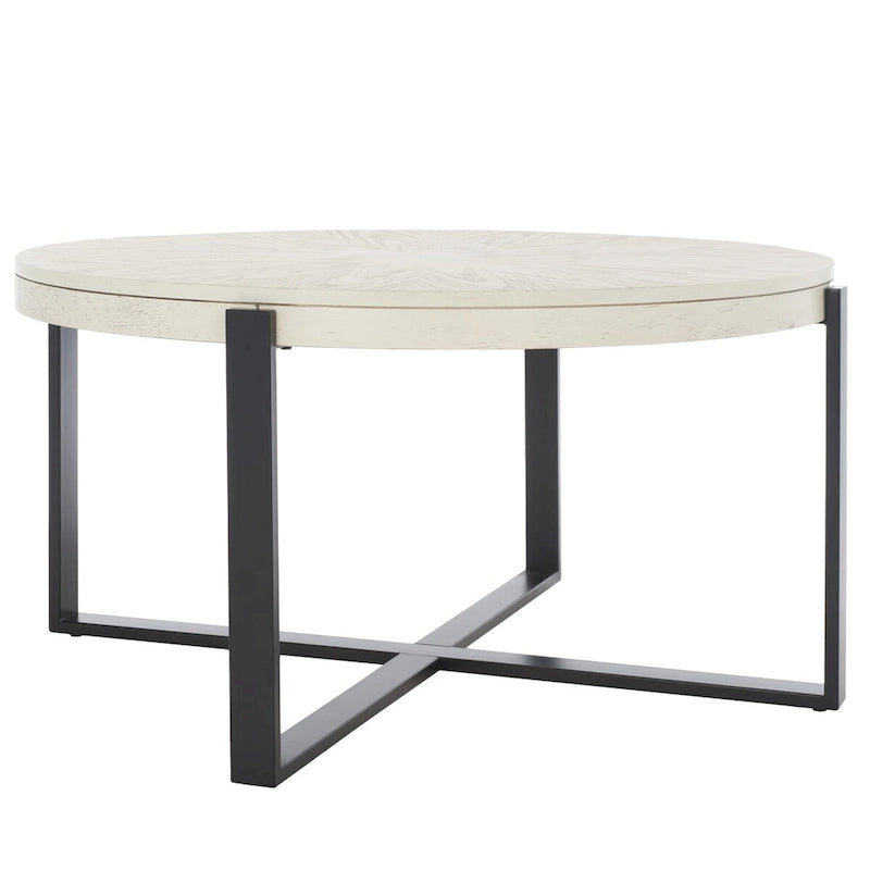 Table basse ronde SAFAVIEH Deetta en marbre blanc/noir - 36 L x 36 P x 18 H - 36Lx36Px18H