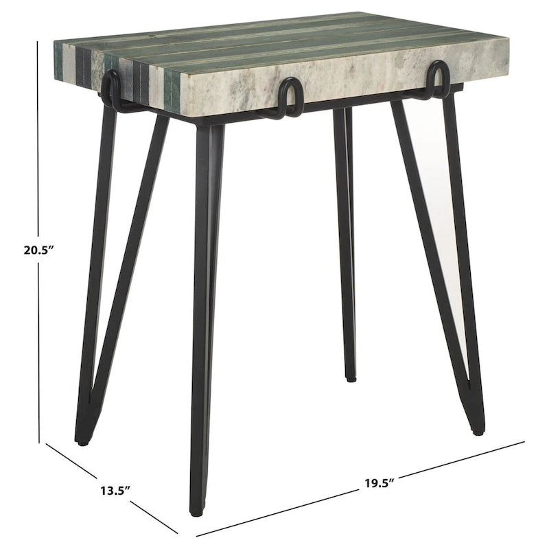 Table d'appoint SAFAVIEH Velimirka avec plateau en marbre (entièrement assemblée) - 19,5 po l. x 13,5 po P x 20,5 po H - 20L x 14P x 21H