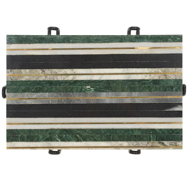 Table d'appoint SAFAVIEH Velimirka avec plateau en marbre (entièrement assemblée) - 19,5 po l. x 13,5 po P x 20,5 po H - 20L x 14P x 21H