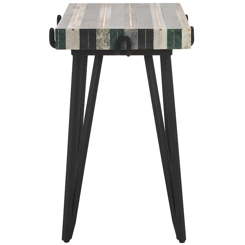 Table d'appoint SAFAVIEH Velimirka avec plateau en marbre (entièrement assemblée) - 19,5 po l. x 13,5 po P x 20,5 po H - 20L x 14P x 21H