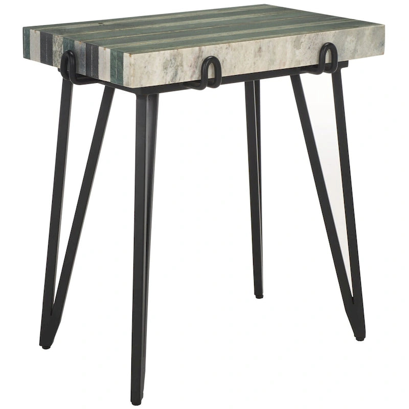 Table d'appoint SAFAVIEH Velimirka avec plateau en marbre (entièrement assemblée) - 19,5 po l. x 13,5 po P x 20,5 po H - 20L x 14P x 21H