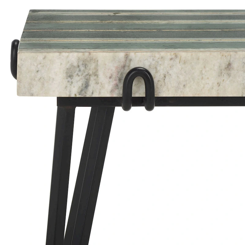 Table d'appoint SAFAVIEH Velimirka avec plateau en marbre (entièrement assemblée) - 19,5 po l. x 13,5 po P x 20,5 po H - 20L x 14P x 21H