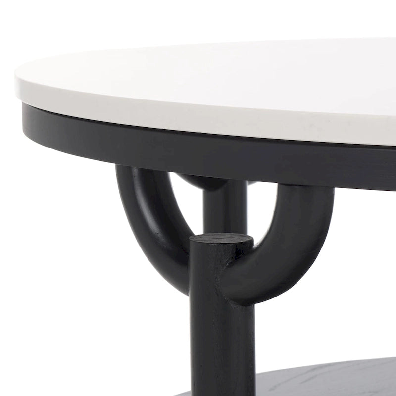 SAFAVIEH Couture Aive Table Basse Ronde à 2 Niveaux avec Plateau en Marbre - 35 po L x 35 po P x 17 po H - 35L x 35P x 17H