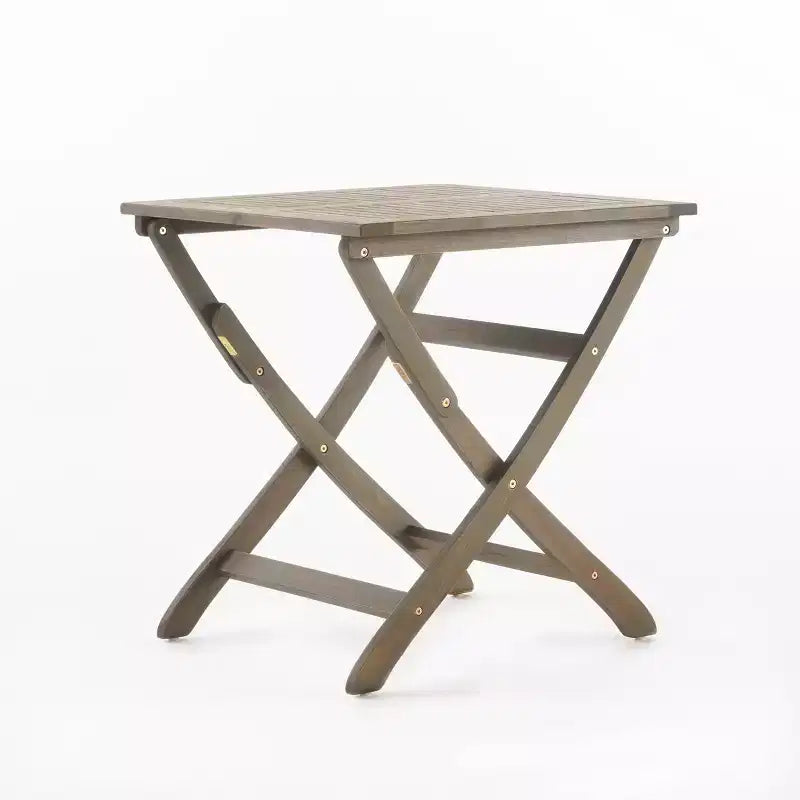 Table de bistro pliante d'extérieur GDFStudio Rabion en bois d'acacia, gris