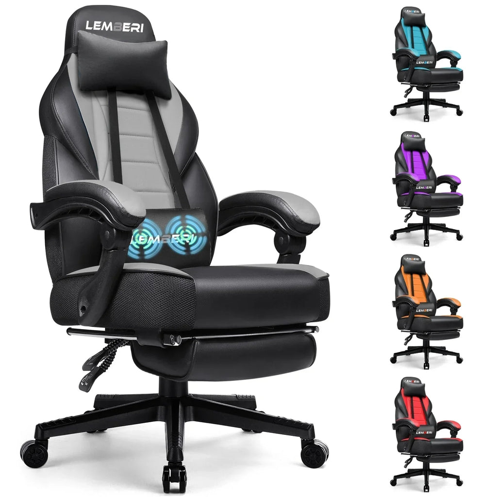Chaise de jeu style course BOSSIN, fauteuil gamer grande taille 300 lb, chaise d'ordinateur à dossier haut