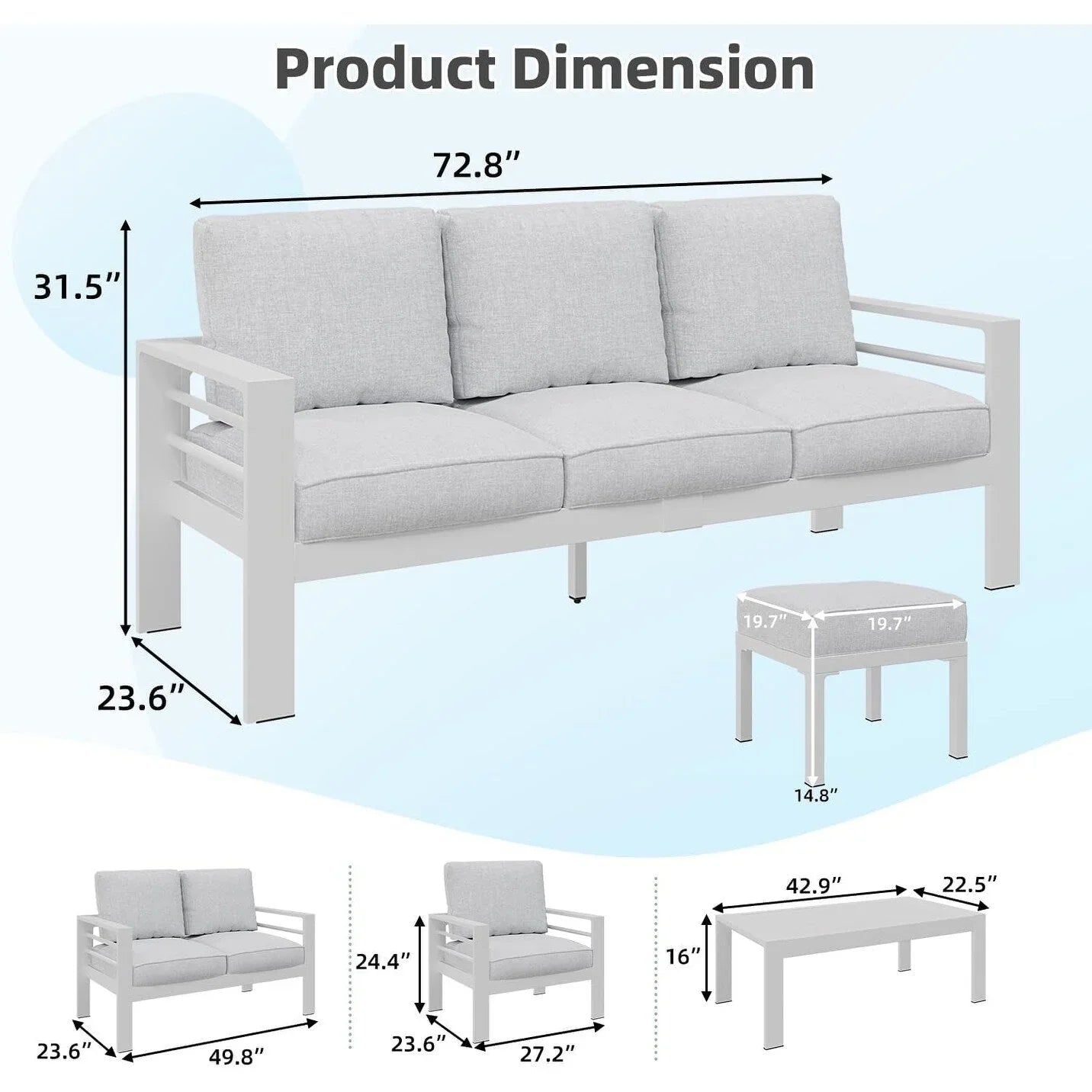 AECOJOY Ensemble de 7 Meubles de Jardin en Aluminium pour Extérieur