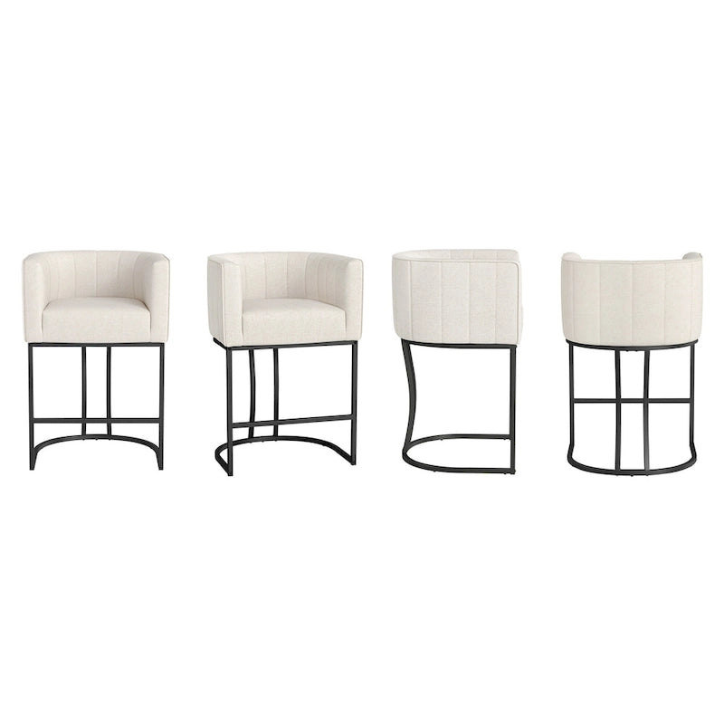 LUE BONA Tabouret de bar moderne 66 cm avec dossier bas, hauteur de comptoir, ensemble de 4 tabourets de bar en forme de tonneau avec structure en métal