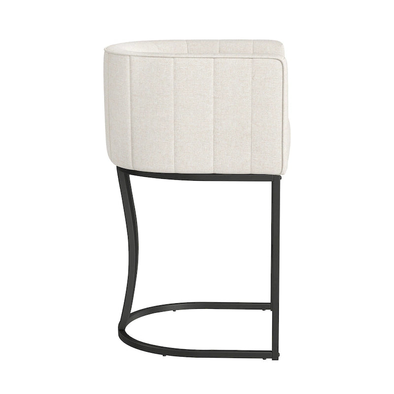 LUE BONA Tabouret de bar moderne 66 cm avec dossier bas, hauteur de comptoir, ensemble de 4 tabourets de bar en forme de tonneau avec structure en métal