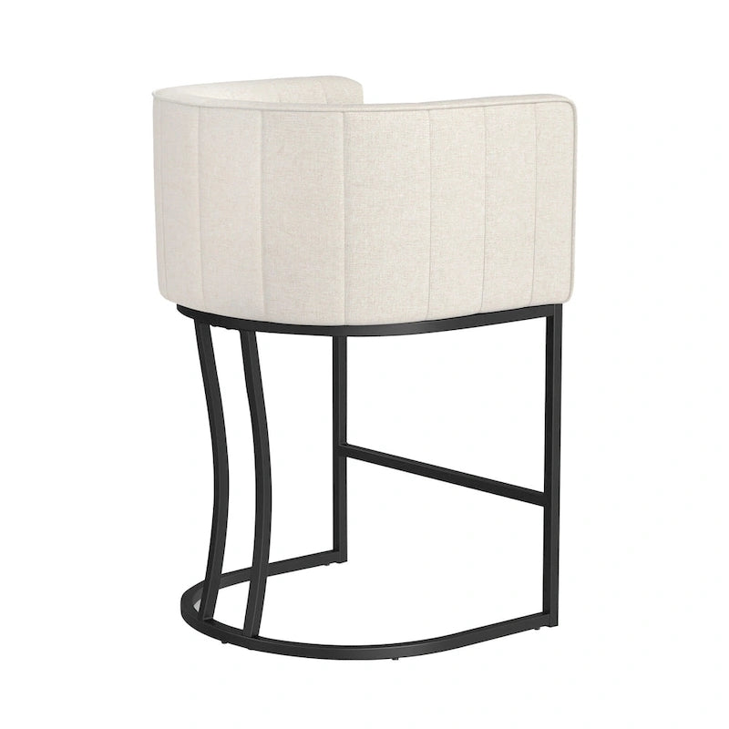 LUE BONA Tabouret de bar moderne 66 cm avec dossier bas, hauteur de comptoir, ensemble de 4 tabourets de bar en forme de tonneau avec structure en métal
