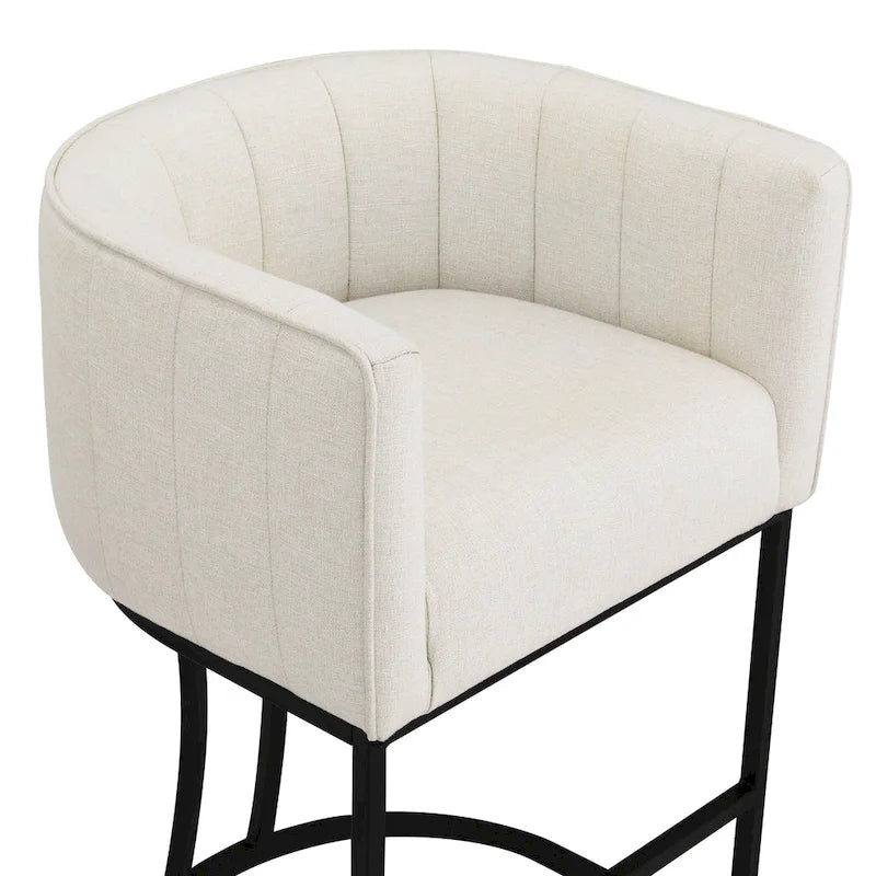 LUE BONA Tabouret de bar moderne 66 cm avec dossier bas, hauteur de comptoir, ensemble de 4 tabourets de bar en forme de tonneau avec structure en métal
