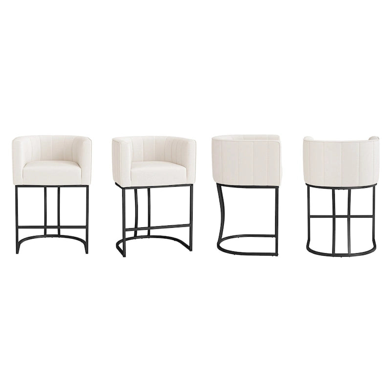 LUE BONA Tabouret de bar moderne 66 cm avec dossier bas, hauteur de comptoir, ensemble de 4 tabourets de bar en forme de tonneau avec structure en métal