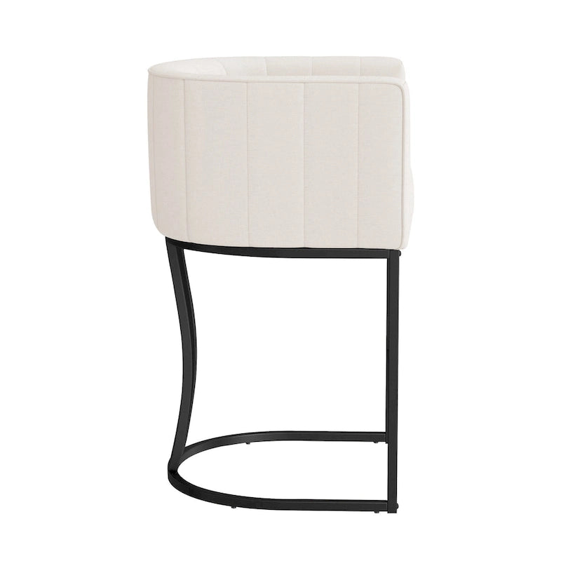 LUE BONA Tabouret de bar moderne 66 cm avec dossier bas, hauteur de comptoir, ensemble de 4 tabourets de bar en forme de tonneau avec structure en métal