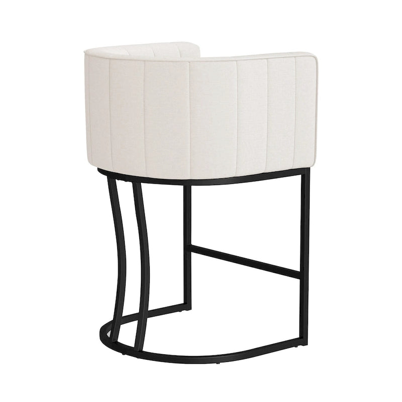 LUE BONA Tabouret de bar moderne 66 cm avec dossier bas, hauteur de comptoir, ensemble de 4 tabourets de bar en forme de tonneau avec structure en métal