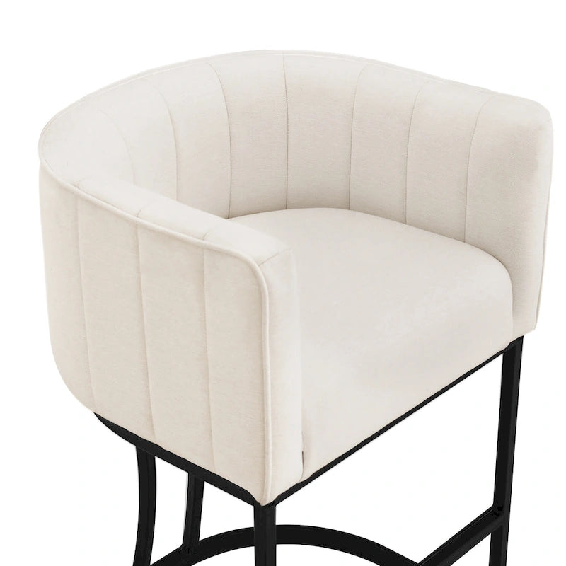 LUE BONA Tabouret de bar moderne 66 cm avec dossier bas, hauteur de comptoir, ensemble de 4 tabourets de bar en forme de tonneau avec structure en métal