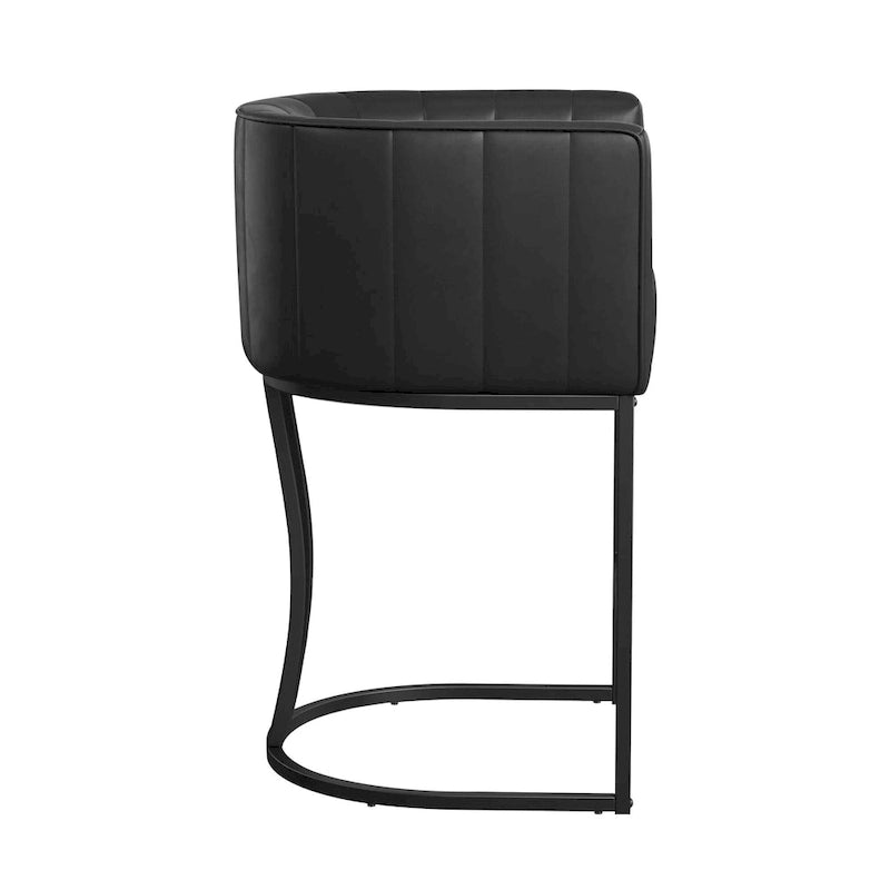 LUE BONA Tabouret de bar moderne 66 cm avec dossier bas, hauteur de comptoir, ensemble de 4 tabourets de bar en forme de tonneau avec structure en métal