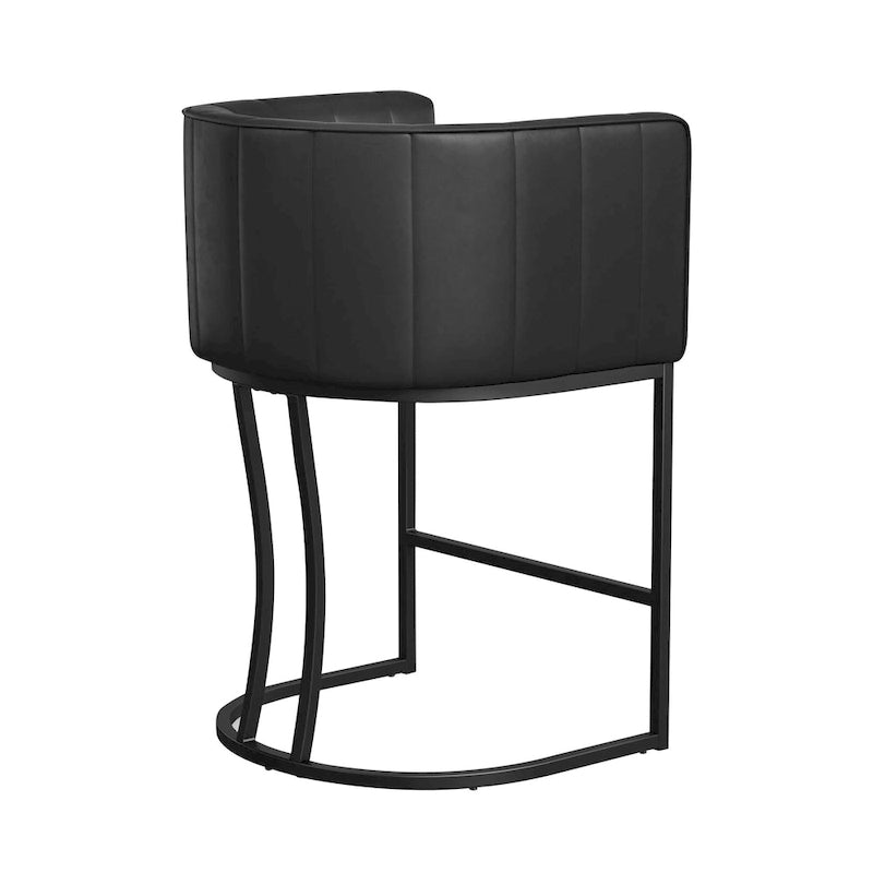 LUE BONA Tabouret de bar moderne 66 cm avec dossier bas, hauteur de comptoir, ensemble de 4 tabourets de bar en forme de tonneau avec structure en métal