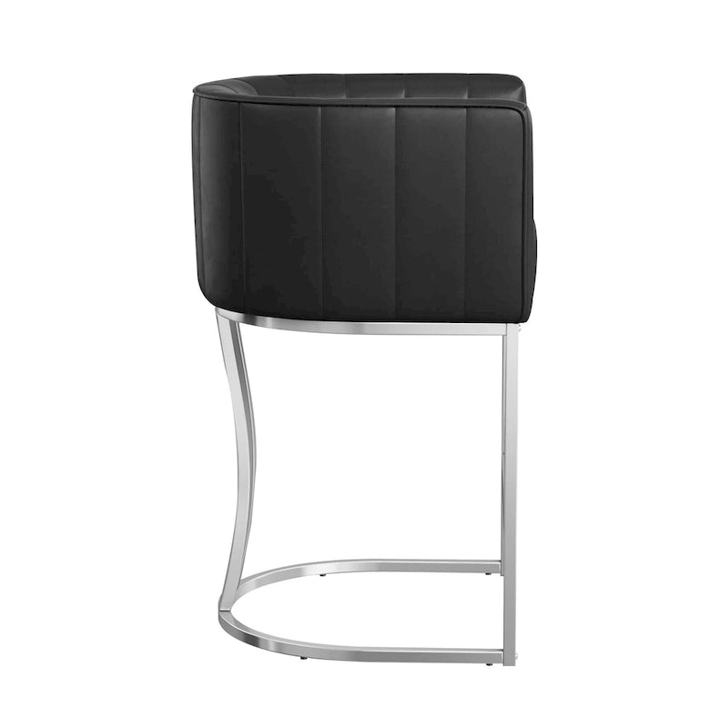 LUE BONA Tabouret de bar moderne 66 cm avec dossier bas, hauteur de comptoir, ensemble de 4 tabourets de bar en forme de tonneau avec structure en métal