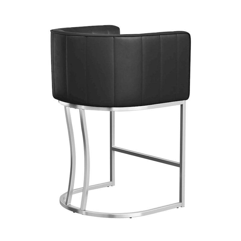 LUE BONA Tabouret de bar moderne 66 cm avec dossier bas, hauteur de comptoir, ensemble de 4 tabourets de bar en forme de tonneau avec structure en métal