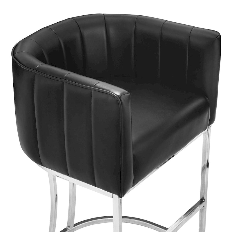 LUE BONA Tabouret de bar moderne 66 cm avec dossier bas, hauteur de comptoir, ensemble de 4 tabourets de bar en forme de tonneau avec structure en métal