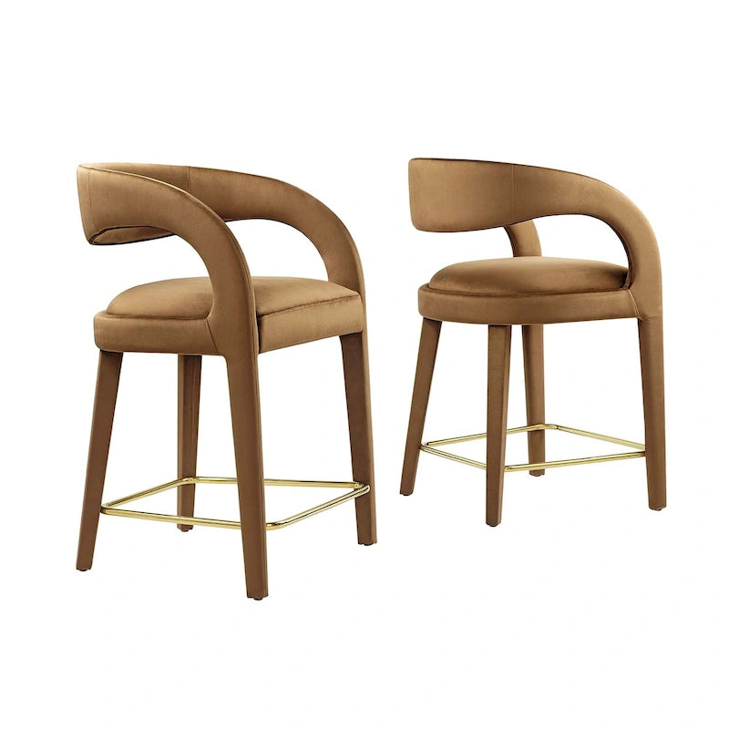 Lot de deux tabourets de comptoir en velours Pinnacle Performance