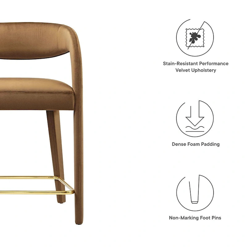 Lot de deux tabourets de comptoir en velours Pinnacle Performance