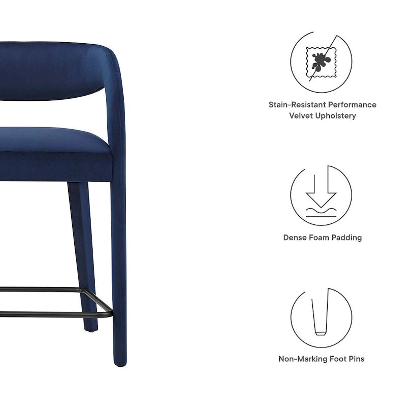 Lot de deux tabourets de comptoir en velours Pinnacle Performance