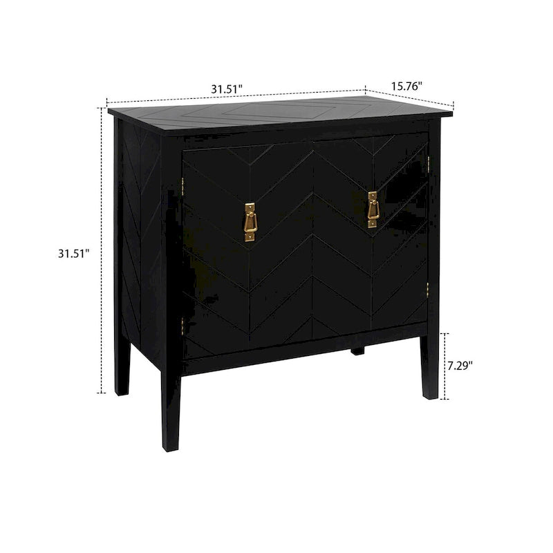 Meuble de rangement moderne et élégant en bois avec poignées en métal couleur laiton antique