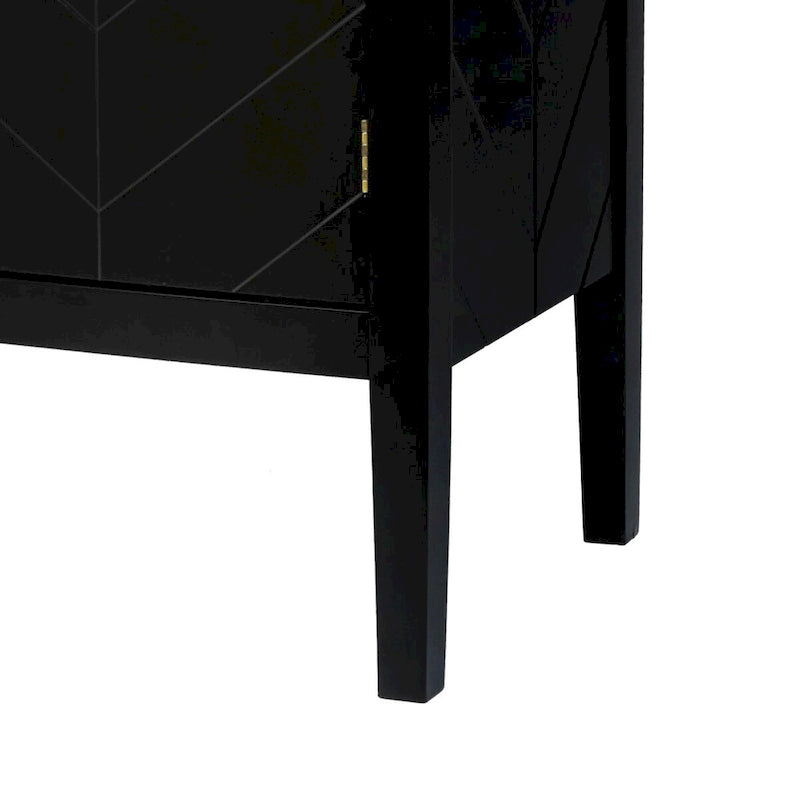 Meuble de rangement moderne et élégant en bois avec poignées en métal couleur laiton antique