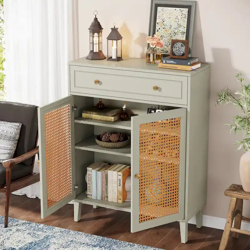 Meuble de rangement avec portes, buffet avec étagères réglables et tiroir