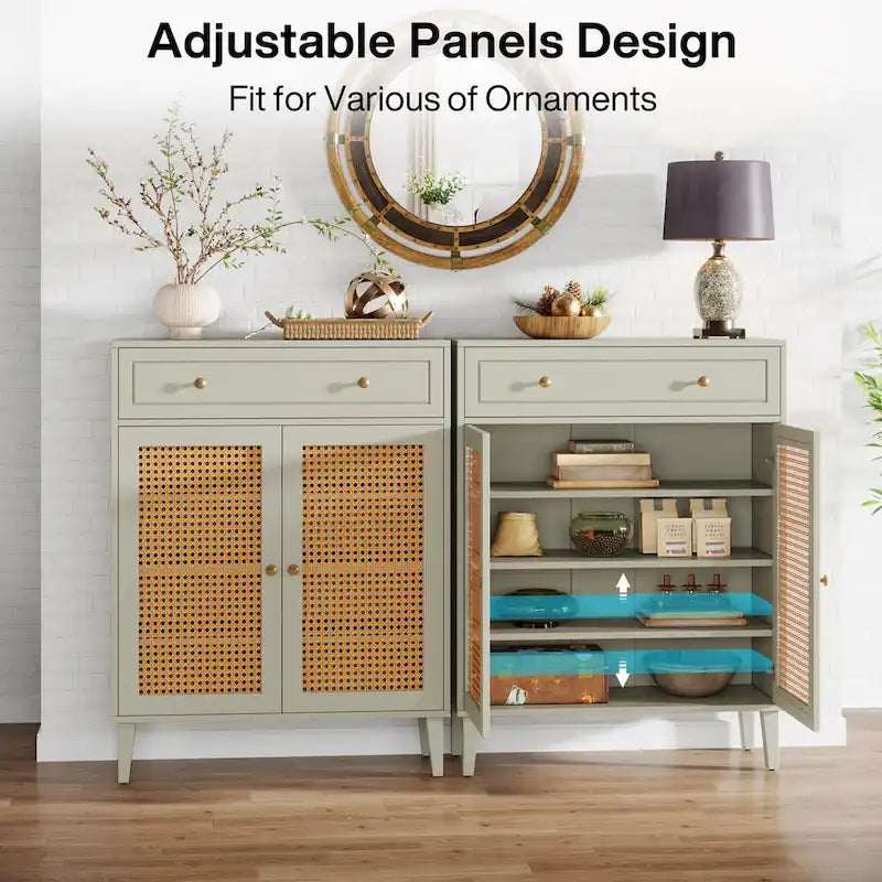 Meuble de rangement avec portes, buffet avec étagères réglables et tiroir