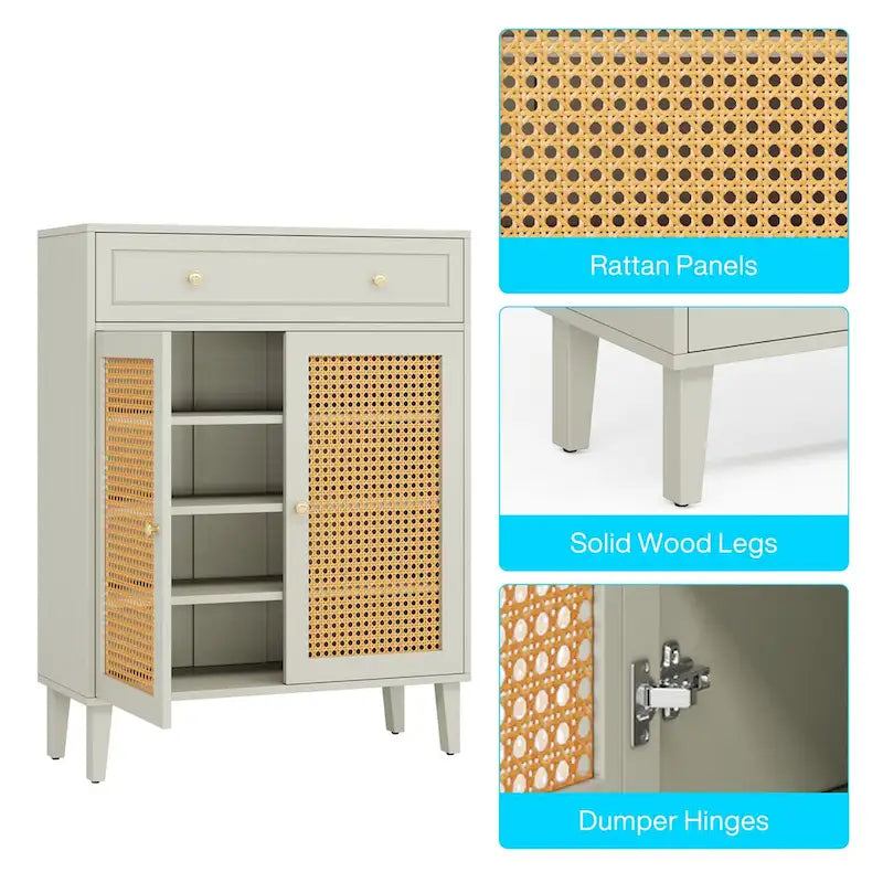 Meuble de rangement avec portes, buffet avec étagères réglables et tiroir