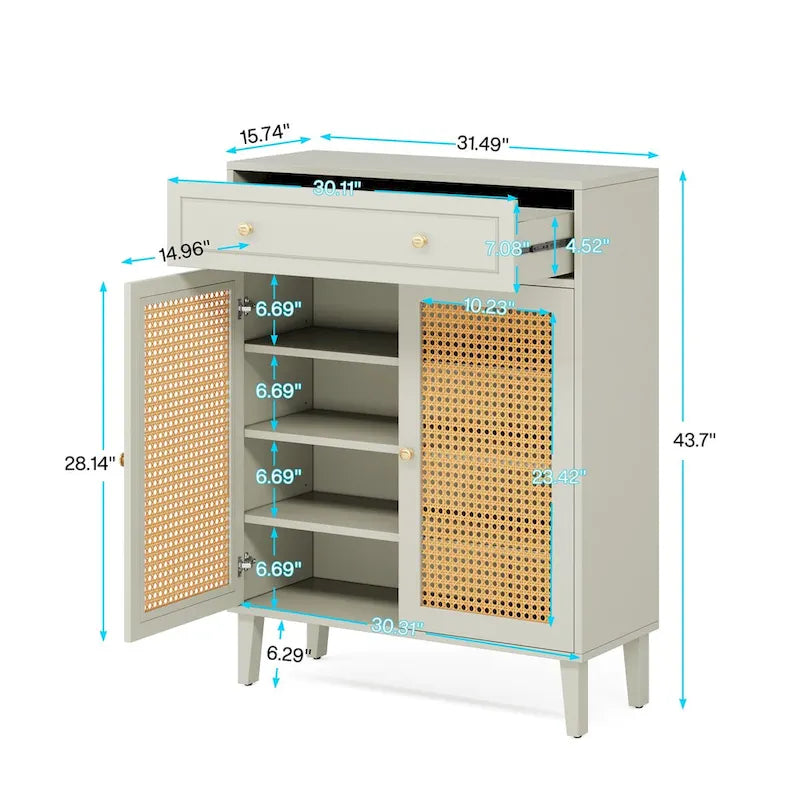 Meuble de rangement avec portes, buffet avec étagères réglables et tiroir
