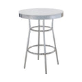 Table de bar ronde de 42 pouces, jupe nervurée, laque blanche brillante, style rétro