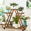 Étagère à plantes d'extérieur mobile en bois à 6 niveaux pour jardin