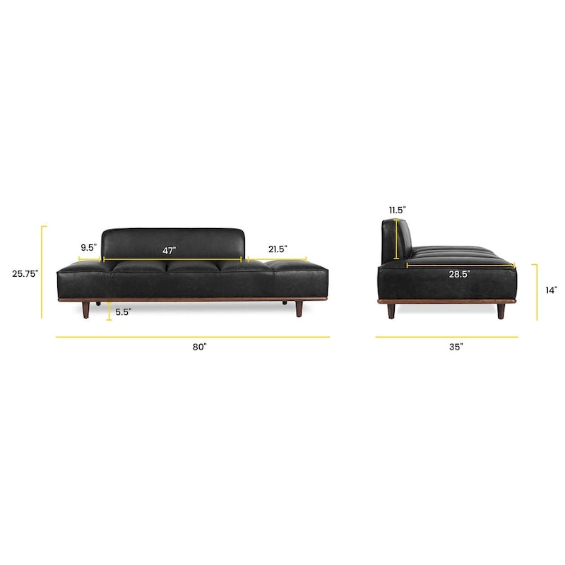 Lit de repos Jasper Poly & Bark - Cuir véritable pleine fleur italien