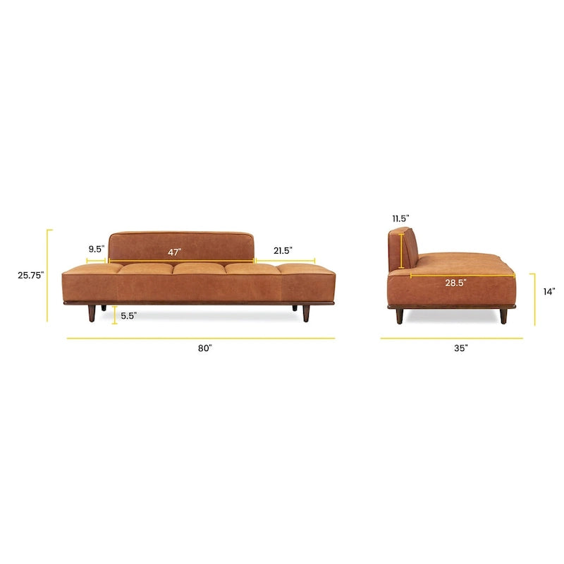 Lit de repos Jasper Poly & Bark - Cuir véritable pleine fleur italien
