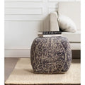 Jani Hanalei Pouf Carré Bleu et Ivoire de 50,8 cm - Repose-Pieds Fait Main pour Salon, Chambre, Crèche, Chambre d'Enfant