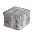 Jani Pouf carré 56 cm gris et ivoire – Repose-pieds fait main pour salon, chambre à coucher