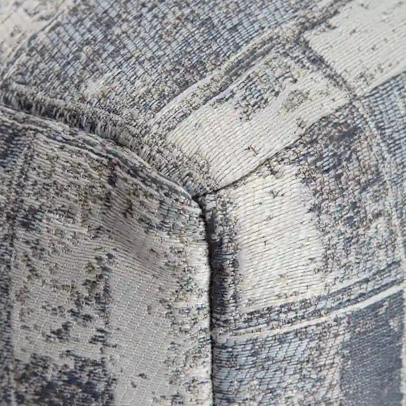 Jani Pouf carré 56 cm gris et ivoire – Repose-pieds fait main pour salon, chambre à coucher