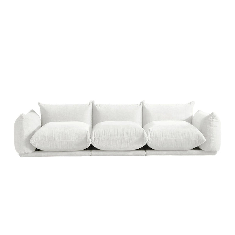Canapé d'angle modulable moderne en tissu chenille avec 2 poufs pour salon