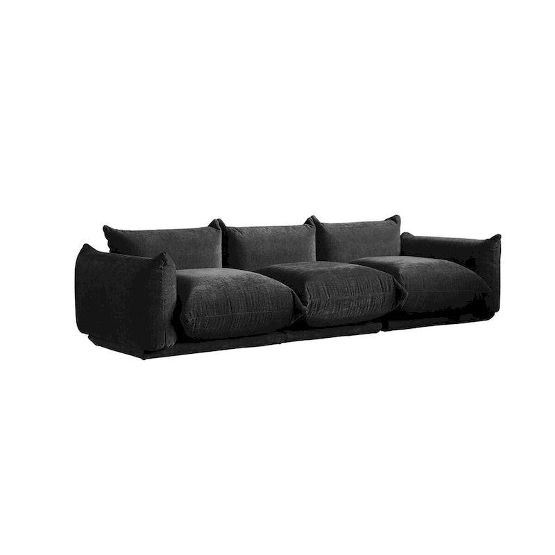 Canapé d'angle modulable moderne en tissu chenille avec 2 poufs pour salon