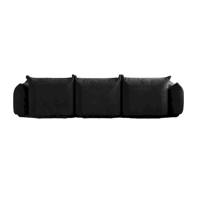 Canapé d'angle modulable moderne en tissu chenille avec 2 poufs pour salon