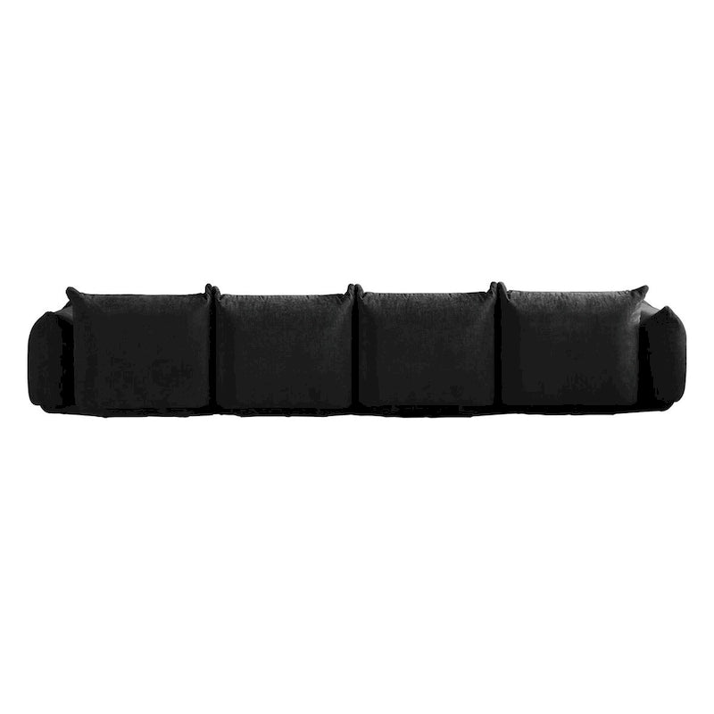 Canapé d'angle modulable moderne en tissu chenille avec 2 poufs pour salon